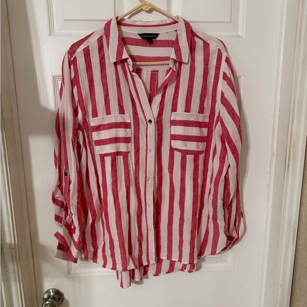 Rock & Republic Red and White Striped Shirt
